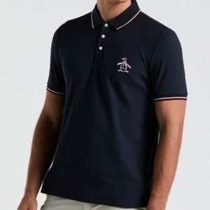 Original Penguin Mega Pete Pique Polo Shirt, Dark Sapphire - Men's XL